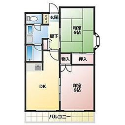 No.32オーシャンハイツ 2DKの間取図画像