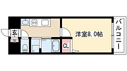 ArtizA上前津 1Kの間取図画像