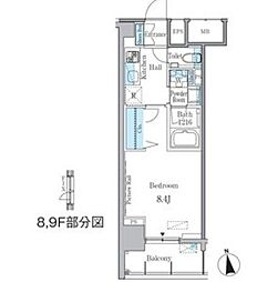 GRANDESPOIR車道 1Kの間取図画像
