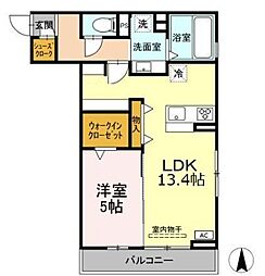 クオレアス乗江 1LDKの間取図画像
