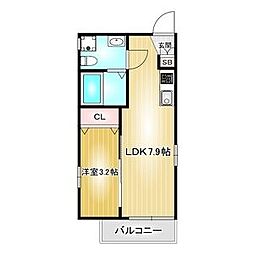 ソリッド新栄 1LDKの間取図画像