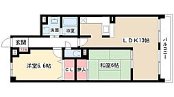 アソシア高社 2LDKの間取図画像