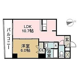 K・ドミール 1LDKの間取図画像