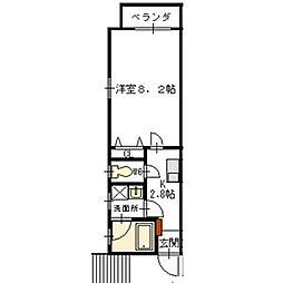 アリヴィオ東苑 1Kの間取図画像