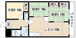 第2好日ハイツ 3LDKの間取図画像