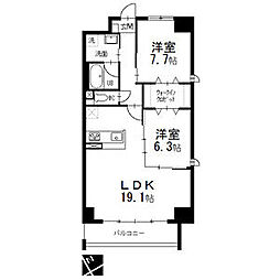 オルソパール伝馬 2LDKの間取図画像