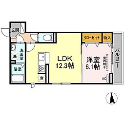 フェリーチェ 1LDKの間取図画像