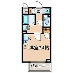 Prendre2 ワンルームの間取図画像