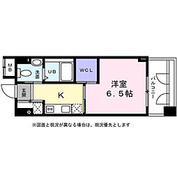 KDX千早レジデンス 1Kの間取図画像