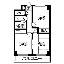 カスティロ泉 2DKの間取図画像
