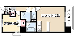 レジディア久屋大通2 1LDKの間取図画像
