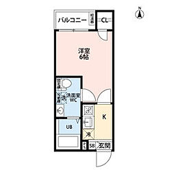 CRASTINE名楽町 1Kの間取図画像