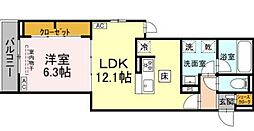 アルドゥール 1LDKの間取図画像
