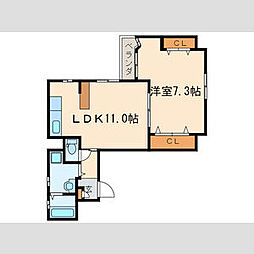 グランデューク金山 1LDKの間取図画像