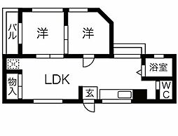 マンションオックス 2LDKの間取図画像