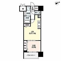 ザ・シンフォニア新栄 1LDKの間取図画像