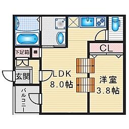 ハーモニーテラス亀島 1SLDKの間取図画像