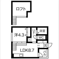 ソフィア名西 1LDKの間取図画像
