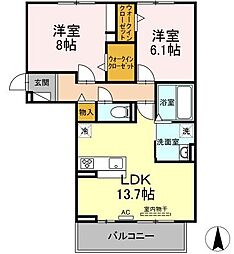 ファミール2 2LDKの間取図画像