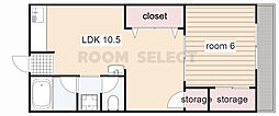 早瀬ビル 1LDKの間取図画像
