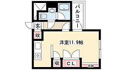 ドゥーエ大須 ワンルームの間取図画像