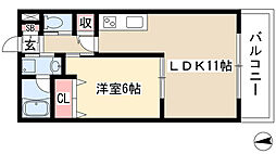 アメニティー小幡 1LDKの間取図画像