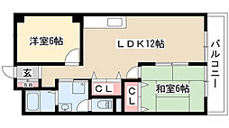 レジデンス萩 2LDKの間取図画像