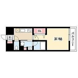 ジュール亀島 1Kの間取図画像