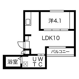 HK2west 1LDKの間取図画像