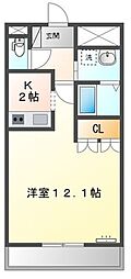 シュガーE 1Kの間取図画像