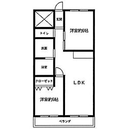 第3フクマルビル 2LDKの間取図画像