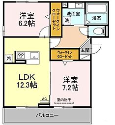ル・リオン浅間町 2LDKの間取図画像