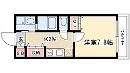 ヴィラパーク鶴舞 1Kの間取図画像