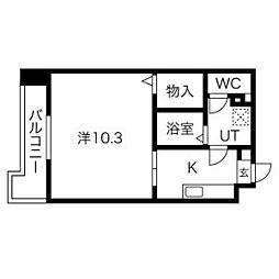 グレイス泉 1Kの間取図画像