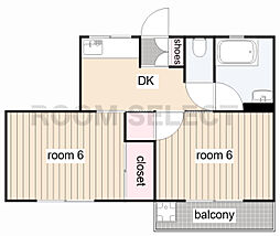 グランドマンション 2DKの間取図画像