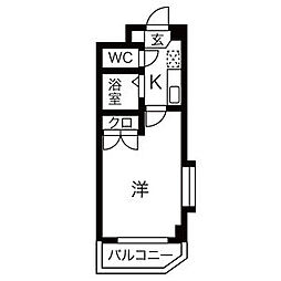 シテイライフ春里 1Kの間取図画像