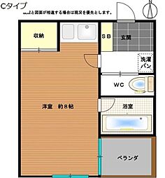 ヴィレ・ド・ソレイユ ワンルームの間取図画像