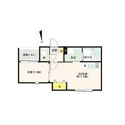 名古屋市天白区八事山アパート 1DKの間取図画像