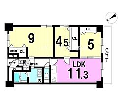 ファミール南常盤平 3LDKの間取図画像
