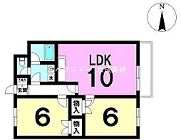 関根ハイツ 2LDKの間取図画像