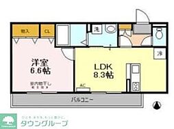 ブリリアンコート 2階1LDKの間取り