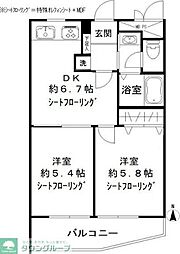 碑文谷メゾン 3階2DKの間取り