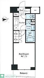 リテラス馬込 4階1Kの間取り