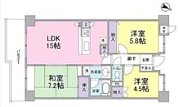 アイルサイドテラス 4階3LDKの間取り