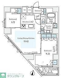 モノリス広尾 2LDKの間取図画像