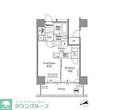 レジディアタワー目黒不動前 1LDKの間取図画像