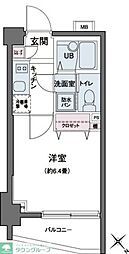 エコロジー都立大学レジデンス 1Kの間取図画像