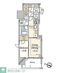 パークホームズ品川中延 1LDKの間取図画像