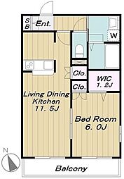 Vesta東雪谷 1LDKの間取図画像