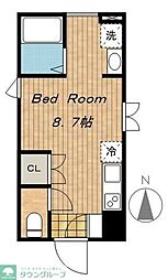 ガーデニア武蔵小山 ワンルームの間取図画像